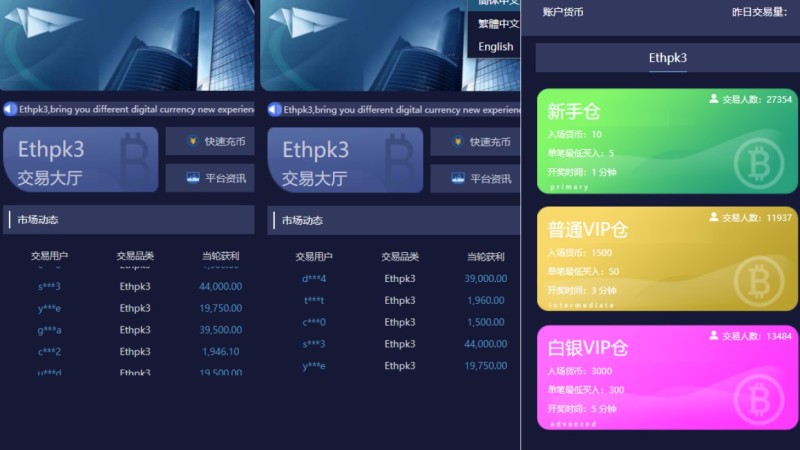 亲测精品/A153/28二次开发微交易系统 | 虚拟币跟单平台 | 多语言支持USDT充值